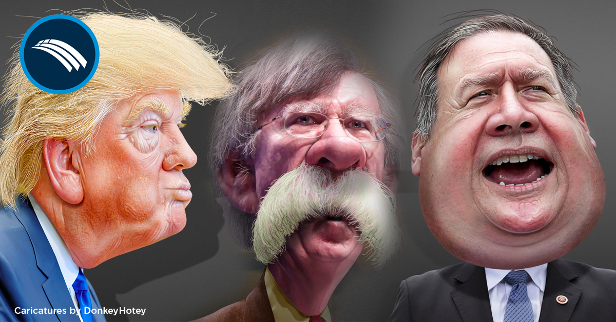 Image result for unflattering image of pompeo and bolton